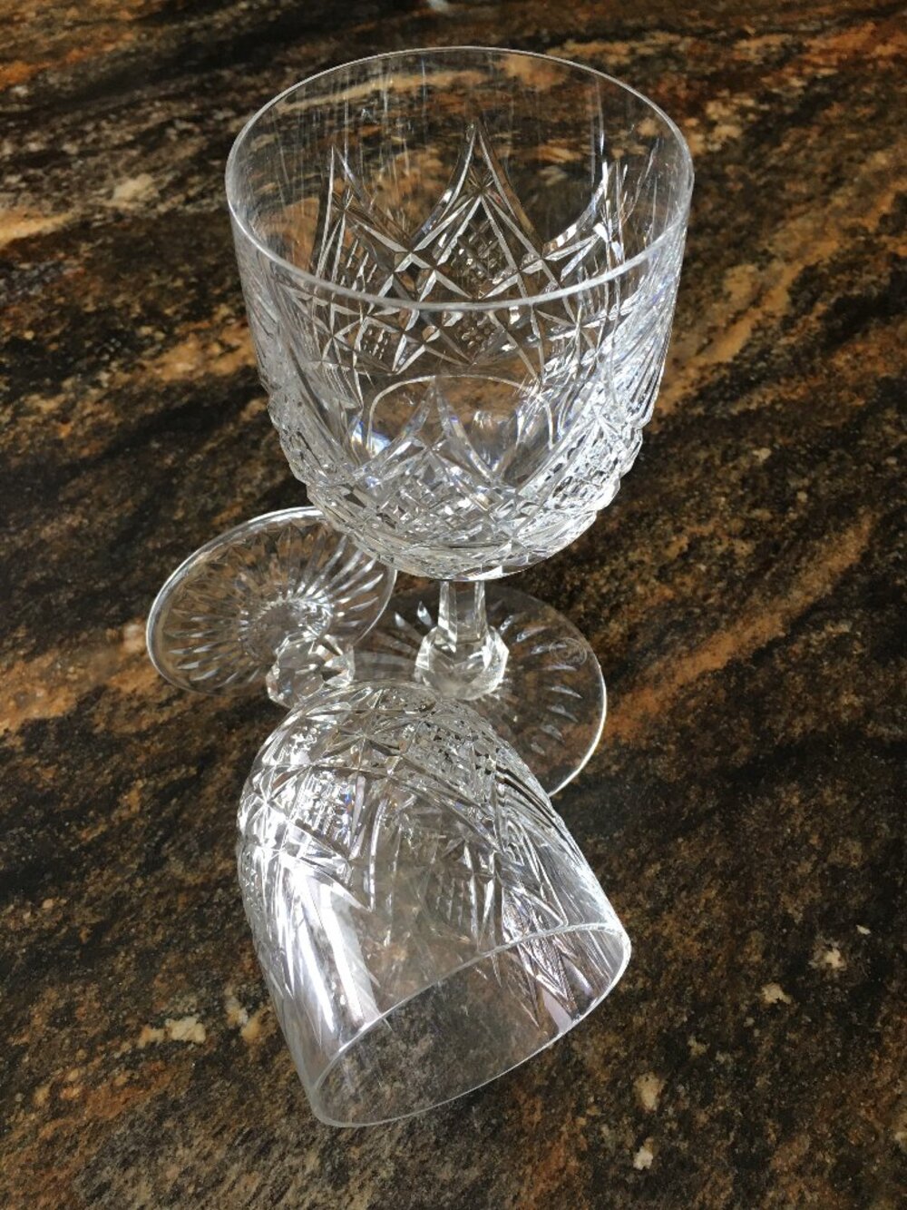 Vintage Baccarat France Cut Crystal 'Colbert' Short & Tall Goblet | Signed Pair